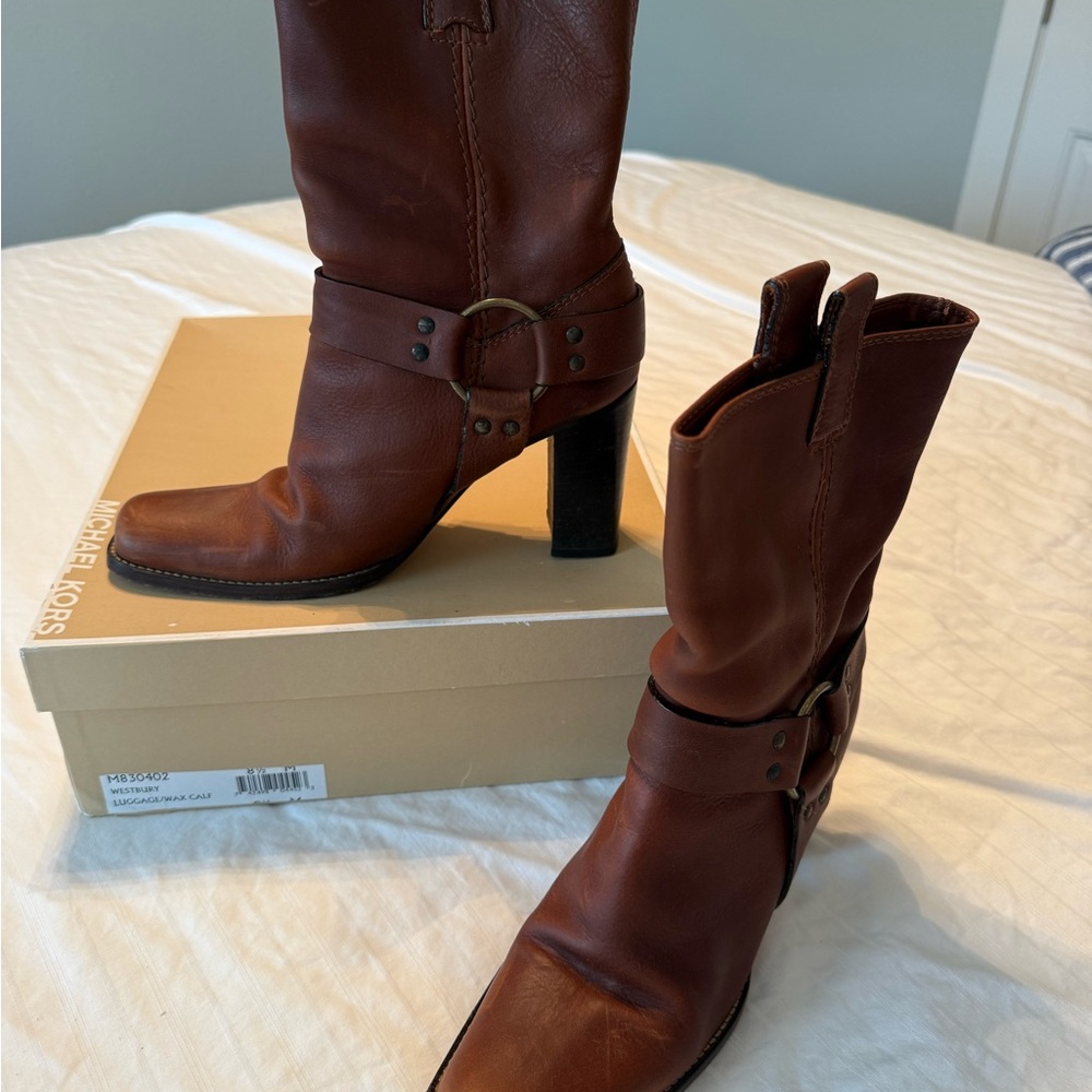 Michael Kors Chestnut Leather Heeled Boots